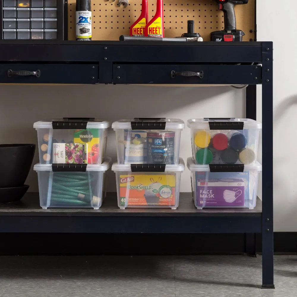 13.5 Qt Plastic Storage Bins With Lids Stackable 6 Pack