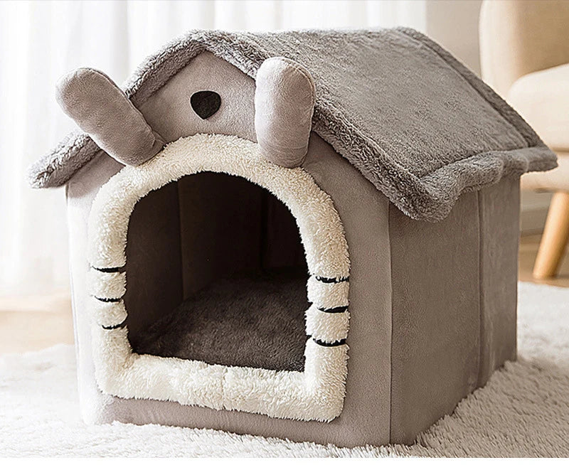 Dog Kennel Indoor Soft Comfortable Puppy House Removable Small Dog Bed Cave Winter Warm Pet Sleeping Mat Portable