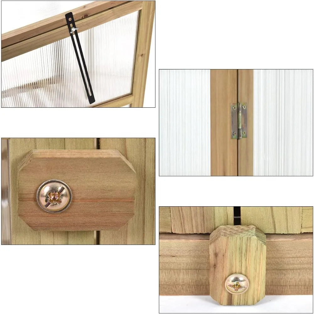 Garden Portable Wooden Cold Frame Greenhouse Raised Flower Planter Protection (30.0X22.4X42.9)