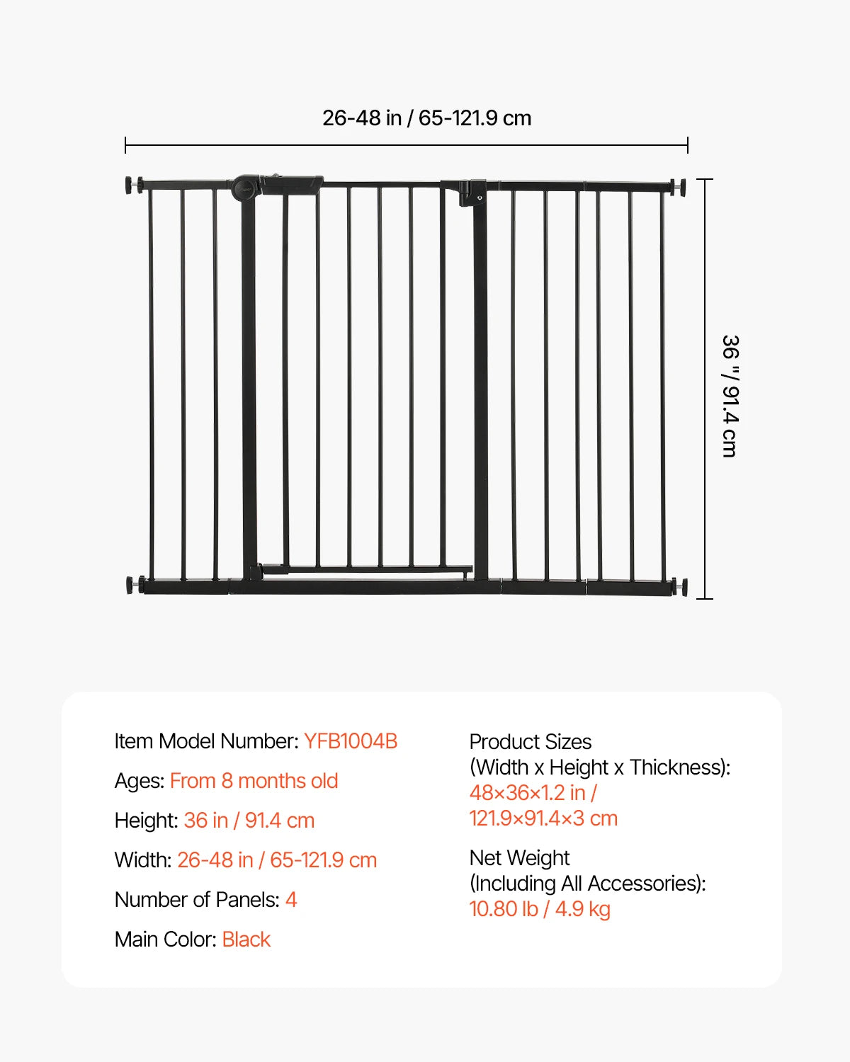 SucceBuy Baby Gate 28 30 36 Inches High Walk Through Gate