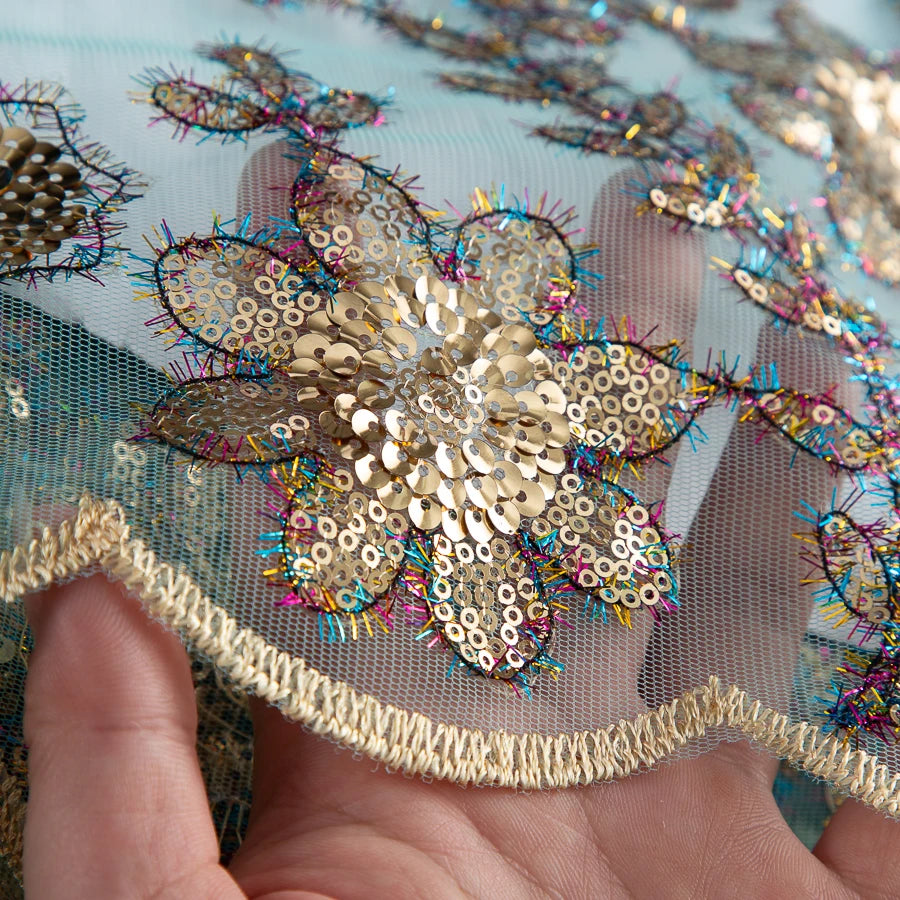 SJD LACE African Green Sequins Mesh Woman Lace Fabric High Quality 2025 Nigerian French Net Lace for Sewing Wedding Dresses 3735