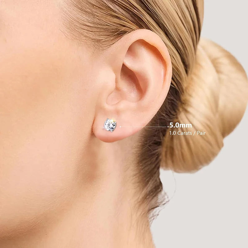 ATTAGEMS D VVS1 Moissanite Four Claw Earrings For Women Man S925 Sterling Silver Sparkling Wedding Jewelry Shipping from the USA