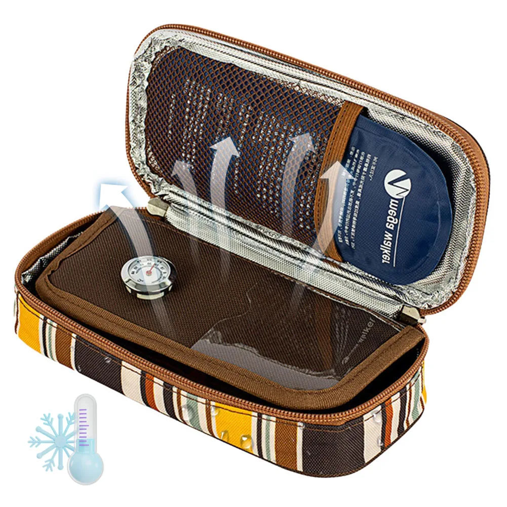 Insulin Cooler Bag Medication Cooler Bag with 2 Ice Packs Insulated Diabetic Bag Portable Medicine Carrying Case for Insulin Pen