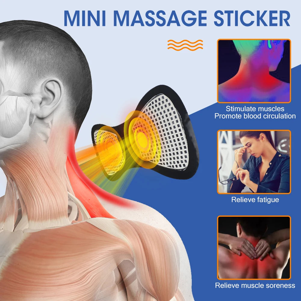 5Pcs Mini Portable Electric Massage Sticker EMS Pulse Neck Massager Relief Muscle Pain and Soreness for Shoulder Leg Arms Cervic