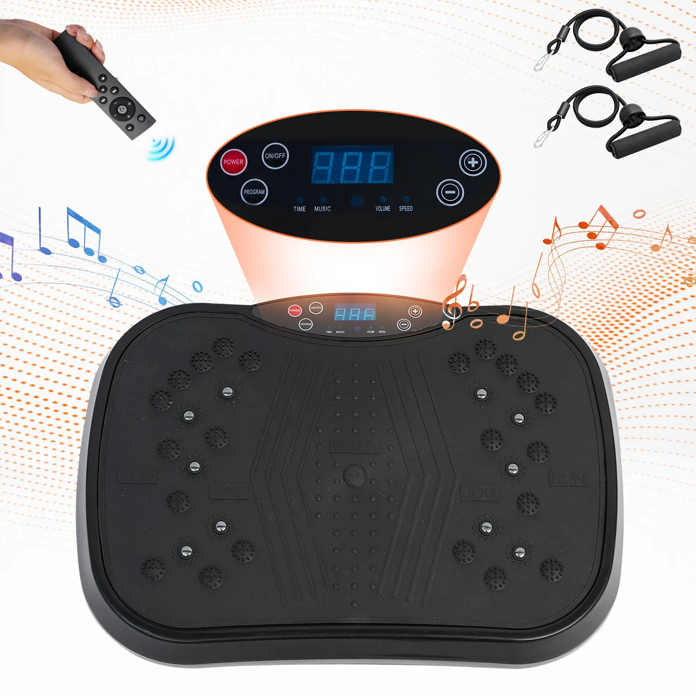 Vibration Plate Exercise Machine Portable Fat-Burning Machine Weight Loss 220 lbs Full-Body Workout Shaker BT Remote Control