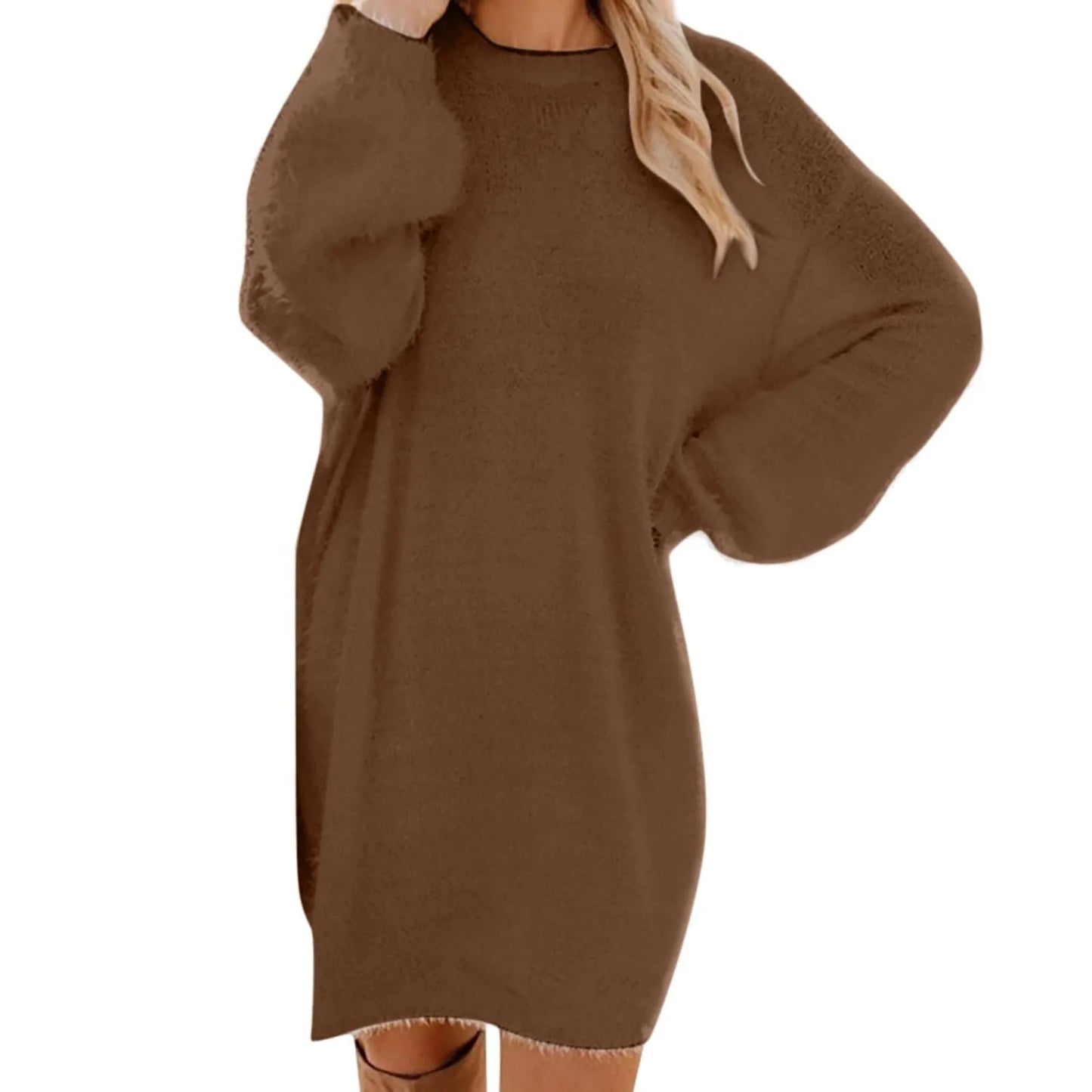 Women Winter Sweater Knit Crewneck Warm Long Sleeve Casual Sweatshirts Dress Elegant Women'S Dresses For Party Vestidos Mujer