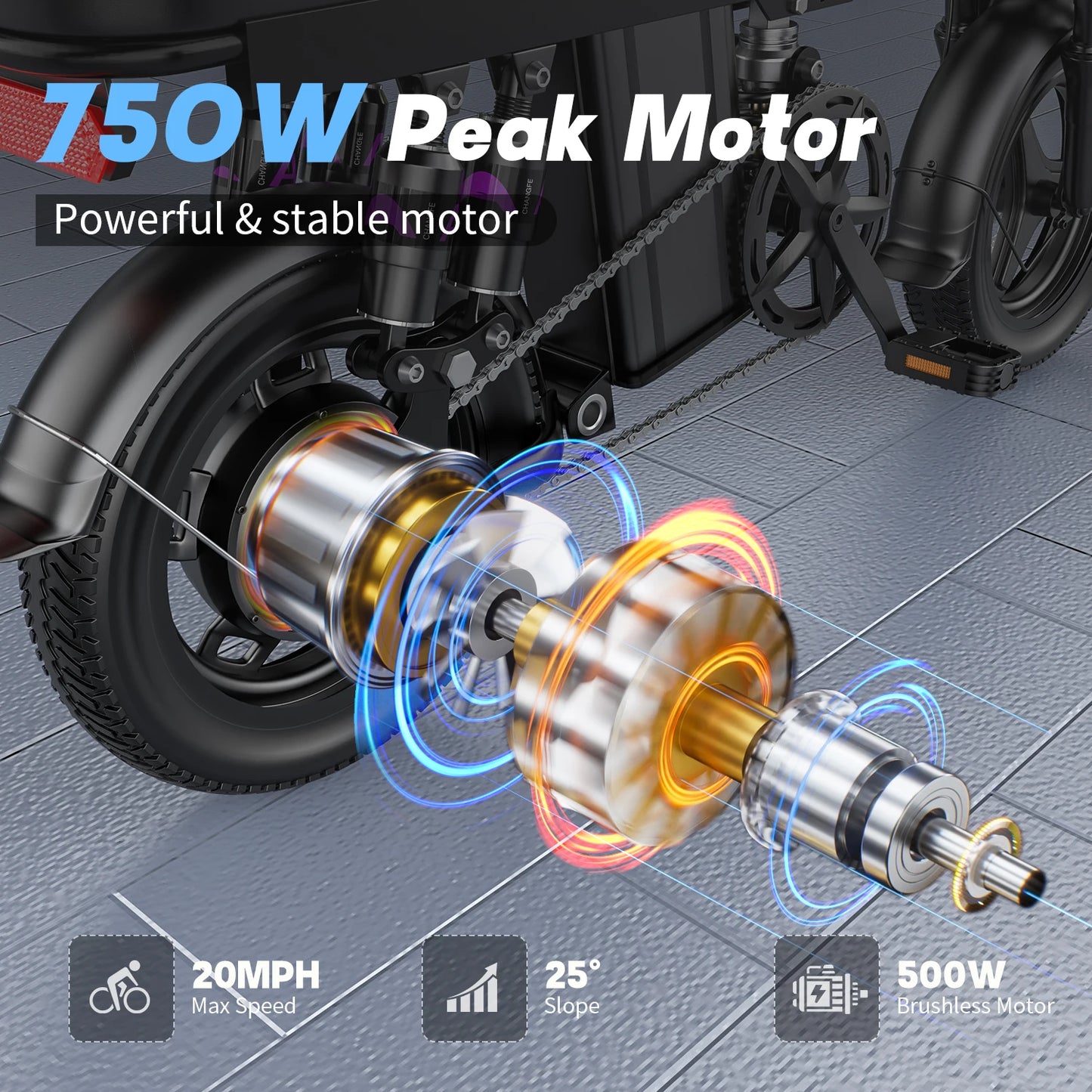 Electric Bike for Adults Teen-Folding Electric Bicycle 750W Peak Motor,20+MPH 35 Miles,Commuter Ebike 48V 15AH Removable Battery