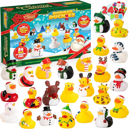JOYFY 2025 Christmas Advent Calendar Ducks 24 Days Countdown Rubber Ducks for Boys Girls Toddlers Kids Xmas Party Favor Gifts