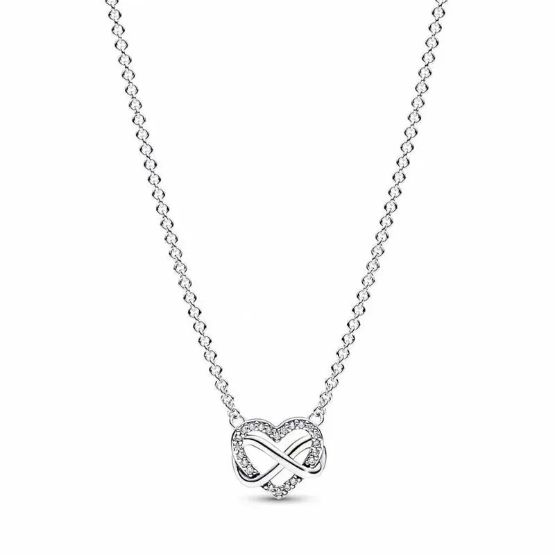 Collar de Plata 925 Nuevo: Corazón + Lazo Cuadrado de Árbol de la Vida – Exquisito Regalo de Joyería de Alta Calidad