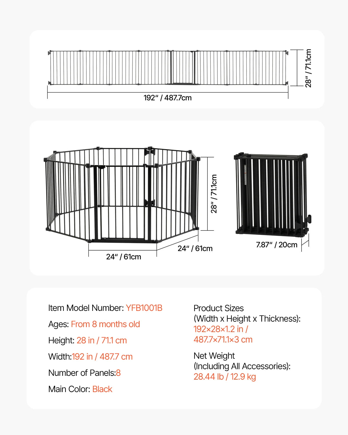 SucceBuy Baby Gate 28 30 36 Inches High Walk Through Gate