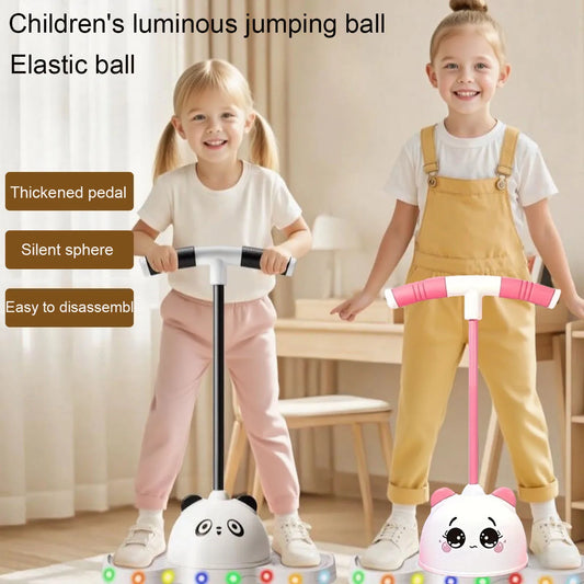 LED illuminated bouncing ball - a fun balance and coordination toy suitable for both children and adults. Pink/black plastic bou