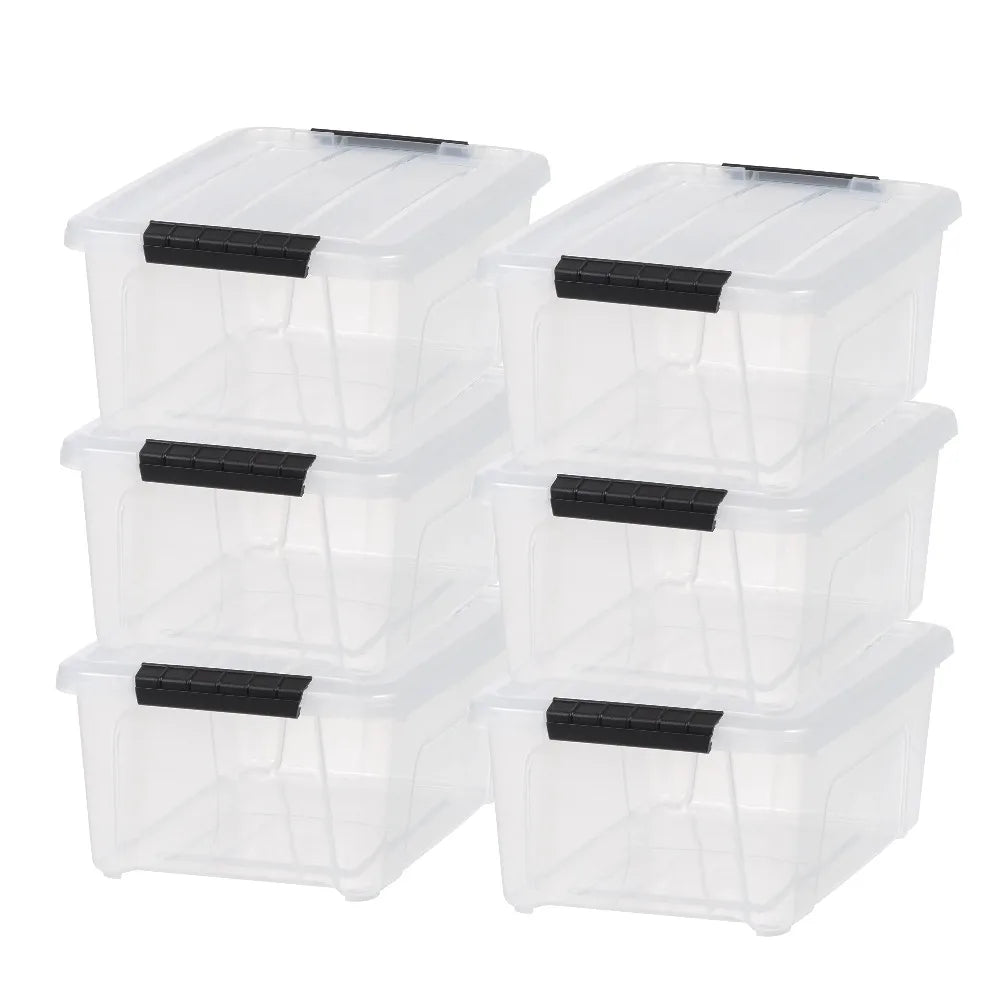 13.5 Qt Plastic Storage Bins With Lids Stackable 6 Pack
