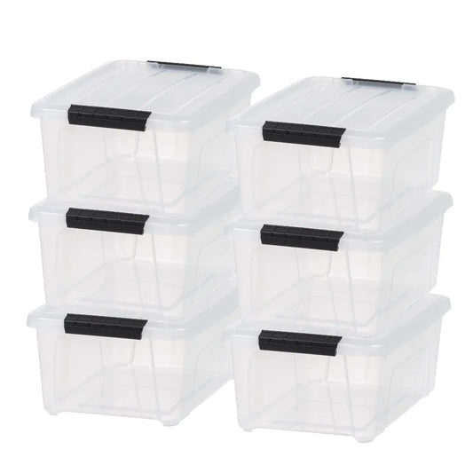 13.5 Qt Plastic Storage Bins With Lids Stackable 6 Pack