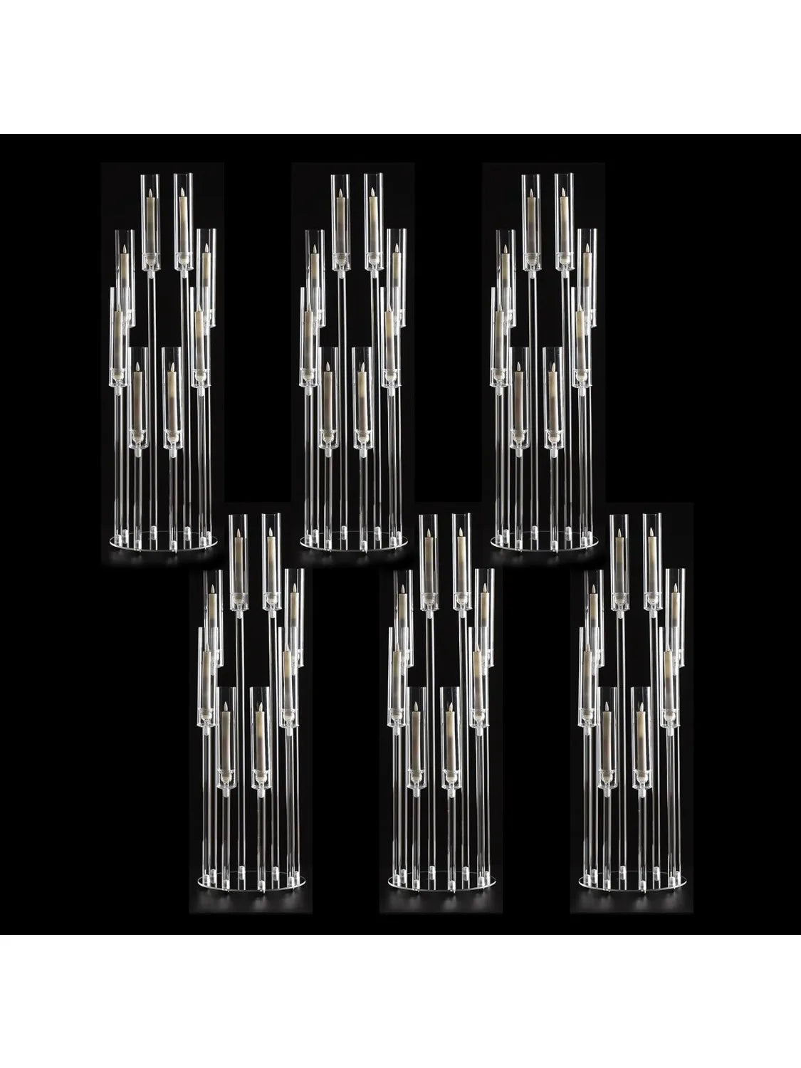 6PCS Clear Candelabra Centerpiece for Wedding 8 Arm Acrylic 38.5 Tall Floor Candle Holder for Birthday Party Decor