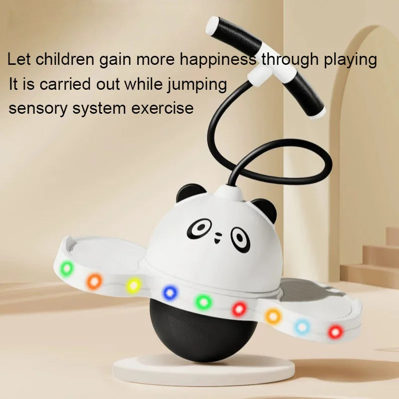 LED illuminated bouncing ball - a fun balance and coordination toy suitable for both children and adults. Pink/black plastic bou