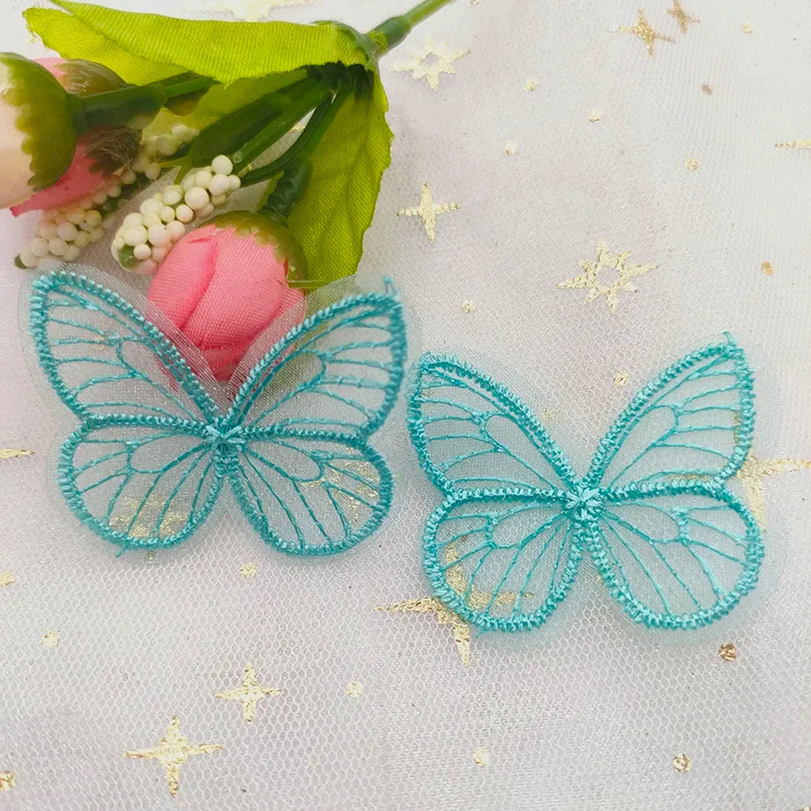 Embroidered mesh butterfly cloth patches Appliques for Clothes Sewing Supplies DIY Hair Clip Accessories