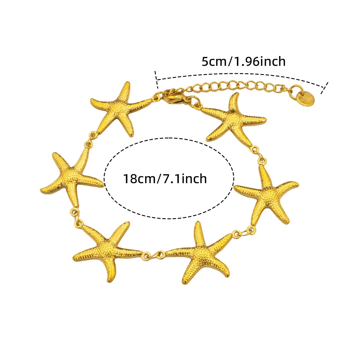 2025 New Gold Color Stainless Steel Starfish Bracelet for Women - Cute Adjustable Jewelry, Hypoallergenic Gift for Girls