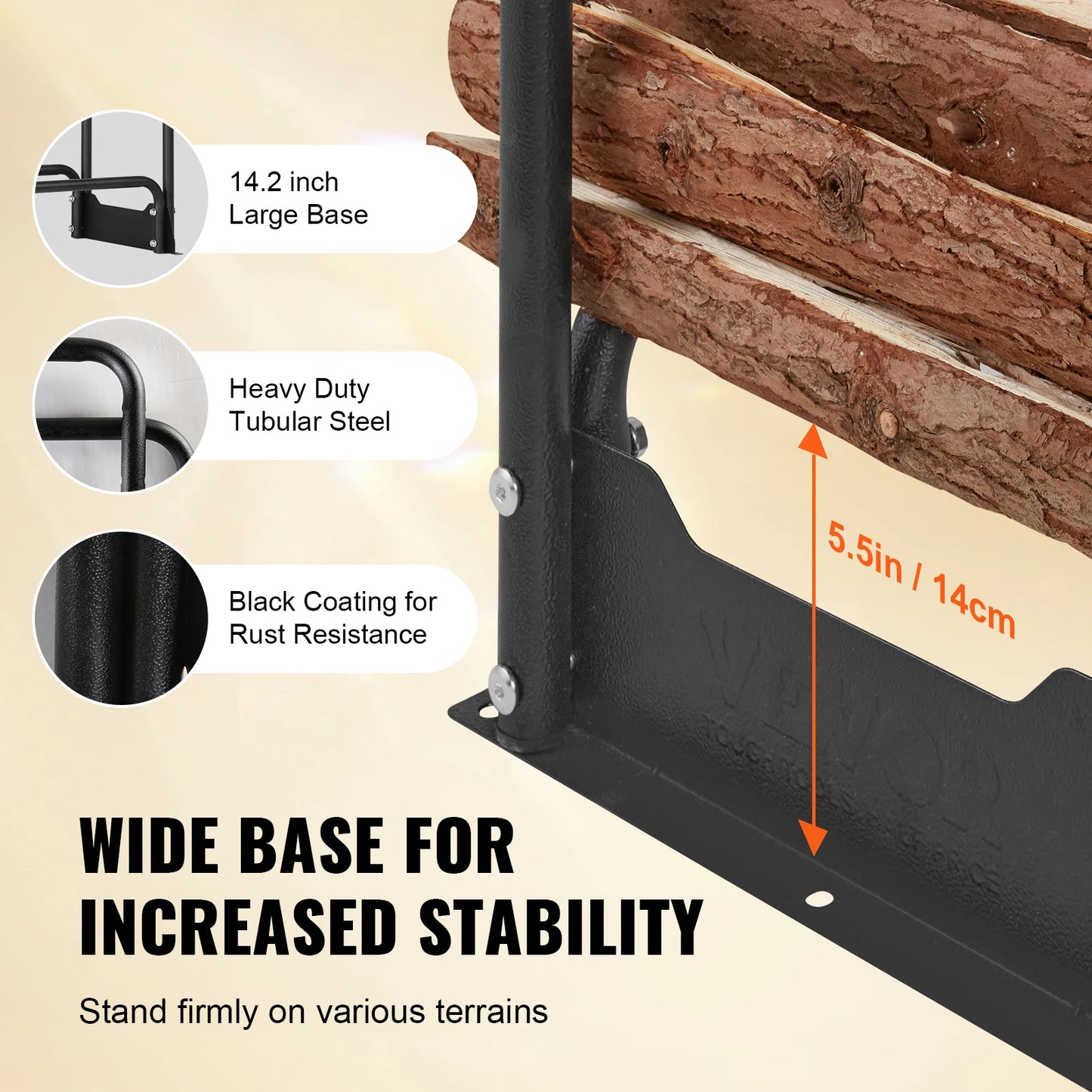 SucceBuy 12.7FT Outdoor Firewood Rack with Cover Heavy Duty Firewood Holder & 600D Oxford Waterproof Cover for Fireplace Patio