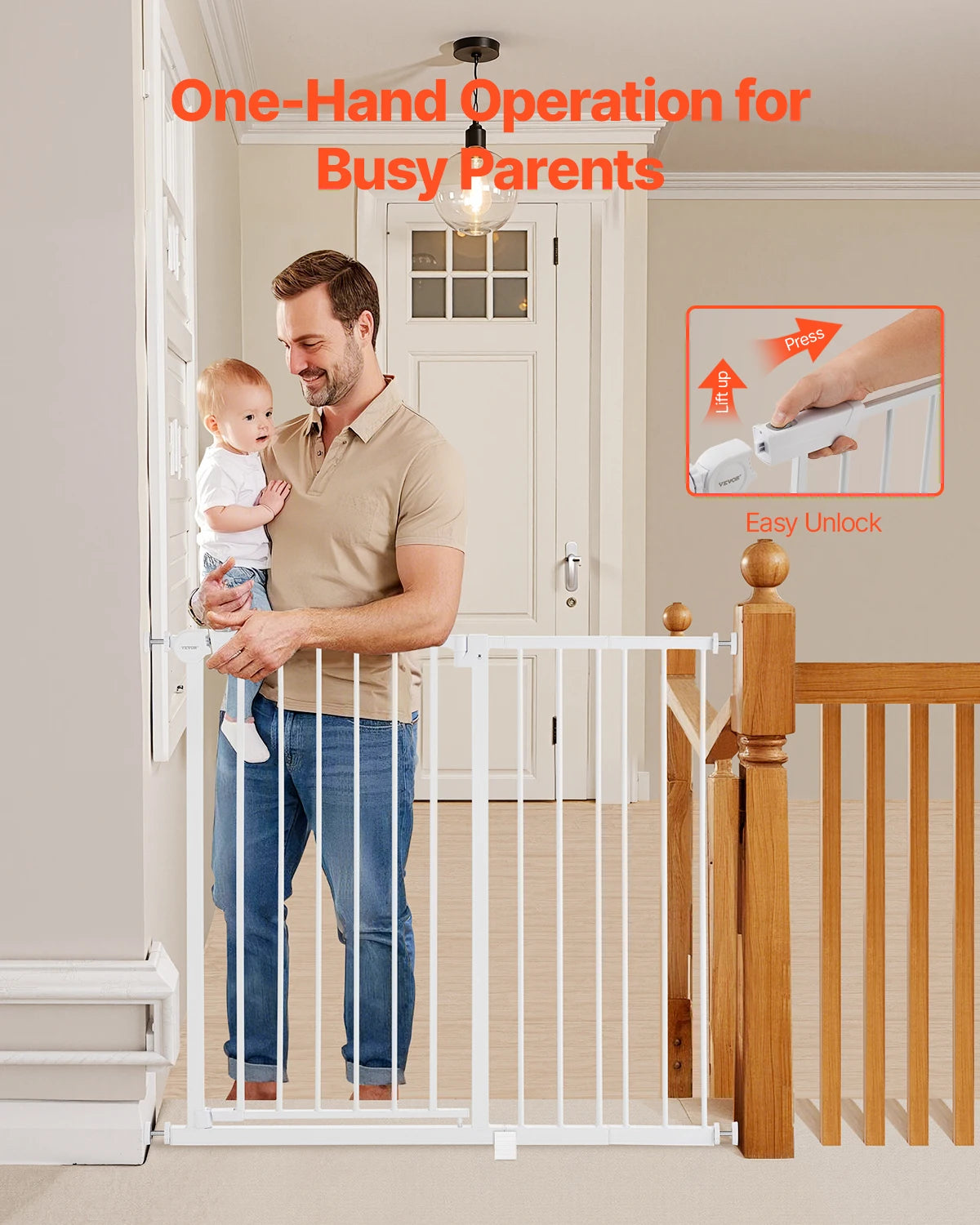 SucceBuy Baby Gate 28 30 36 Inches High Walk Through Gate