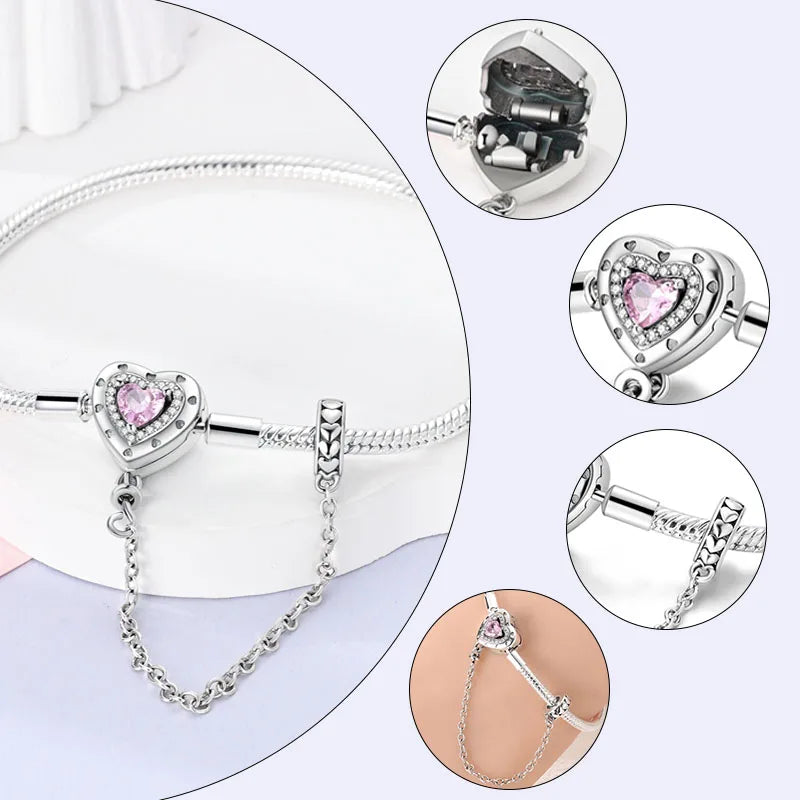 Pulsera Original de Plata de Ley 925 para Mujer – Diseño Corazón y Mariposa, Compatible con Pulsera Original