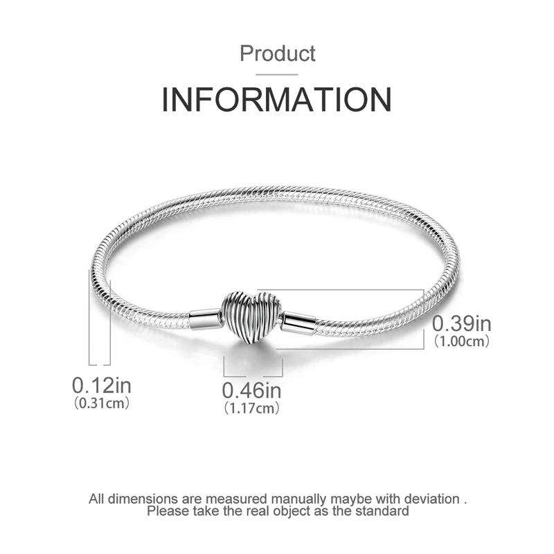 Pulsera Original de Plata de Ley 925 para Mujer – Diseño Corazón y Mariposa, Compatible con Pulsera Original