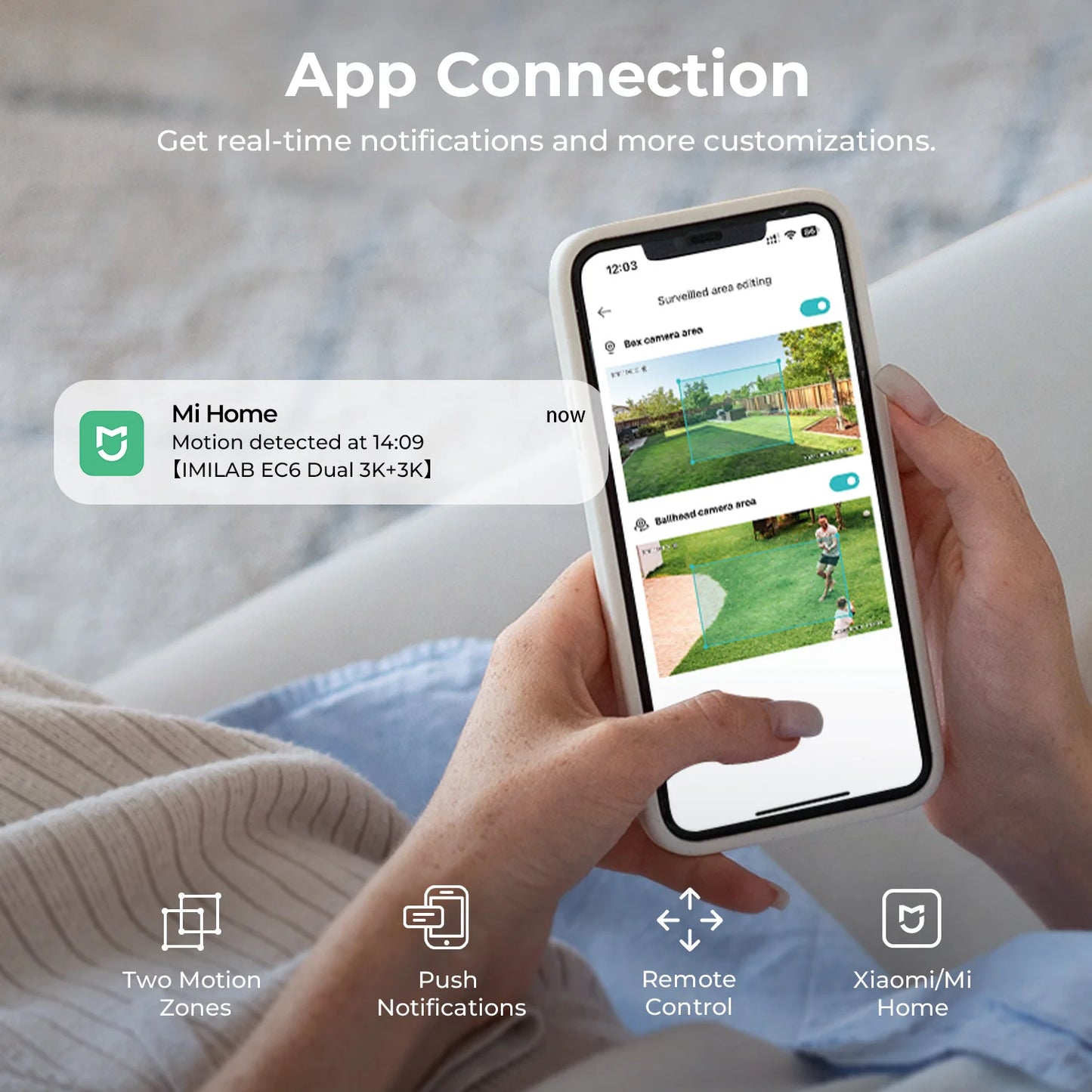 IMILAB New Outdoor Surveillance 3K+3K Dual Lens Camera 360° PTZ/Colour Night Vision/7/24 Work/MiHome App - EC6 Dual Upgraded