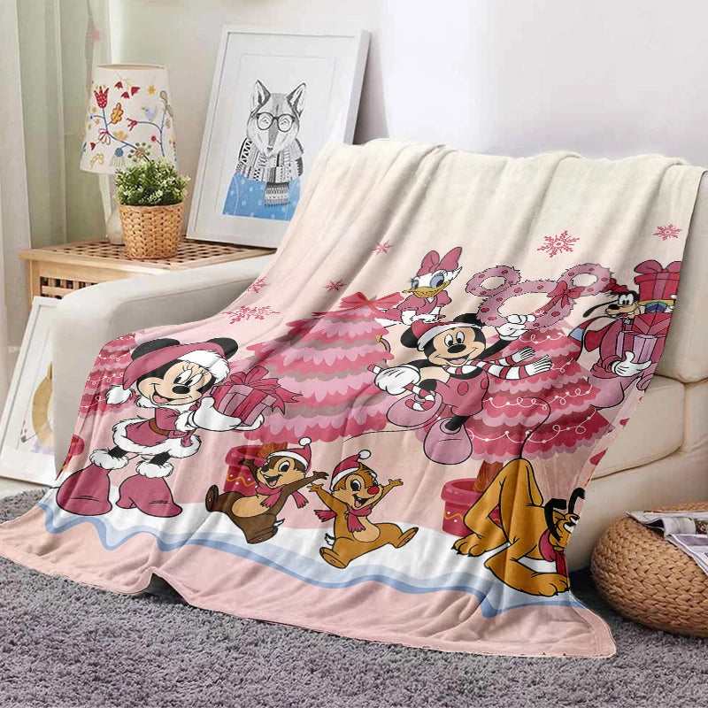 Christmas Mickey Mouse Flannel Blanket Fluffy Cozy Throw Children Adult Nap Blankets  Bedding Blanket for Party Home Decorations