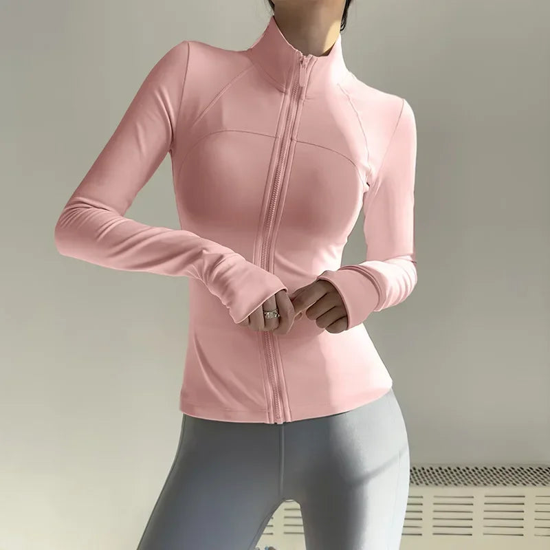 Women Zip Up Fitness Jacket Long Sleeve Quick Dry Yoga Top