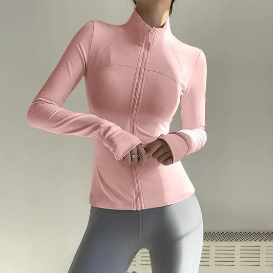 Women Zip Up Fitness Jacket Long Sleeve Quick Dry Yoga Top