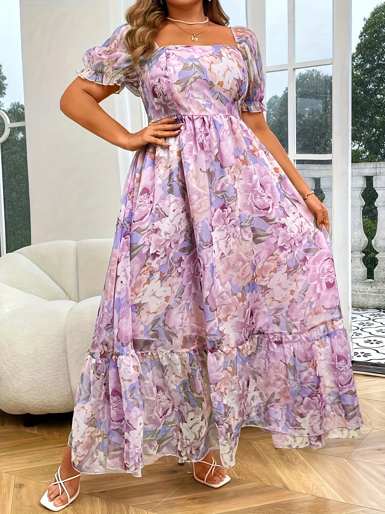 Stylish And Elegant Chiffon Print Dress