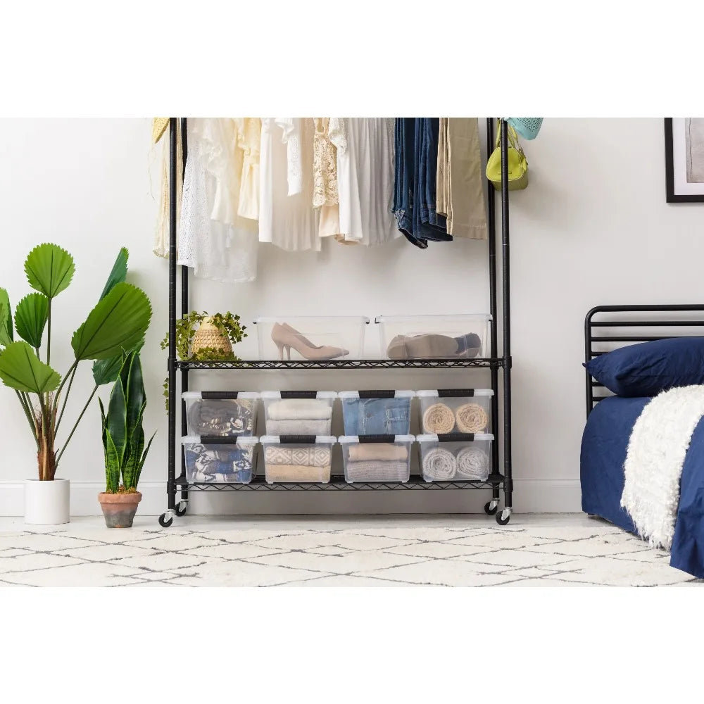 13.5 Qt Plastic Storage Bins With Lids Stackable 6 Pack