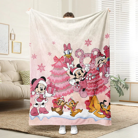 Christmas Mickey Mouse Flannel Blanket Fluffy Cozy Throw Children Adult Nap Blankets  Bedding Blanket for Party Home Decorations
