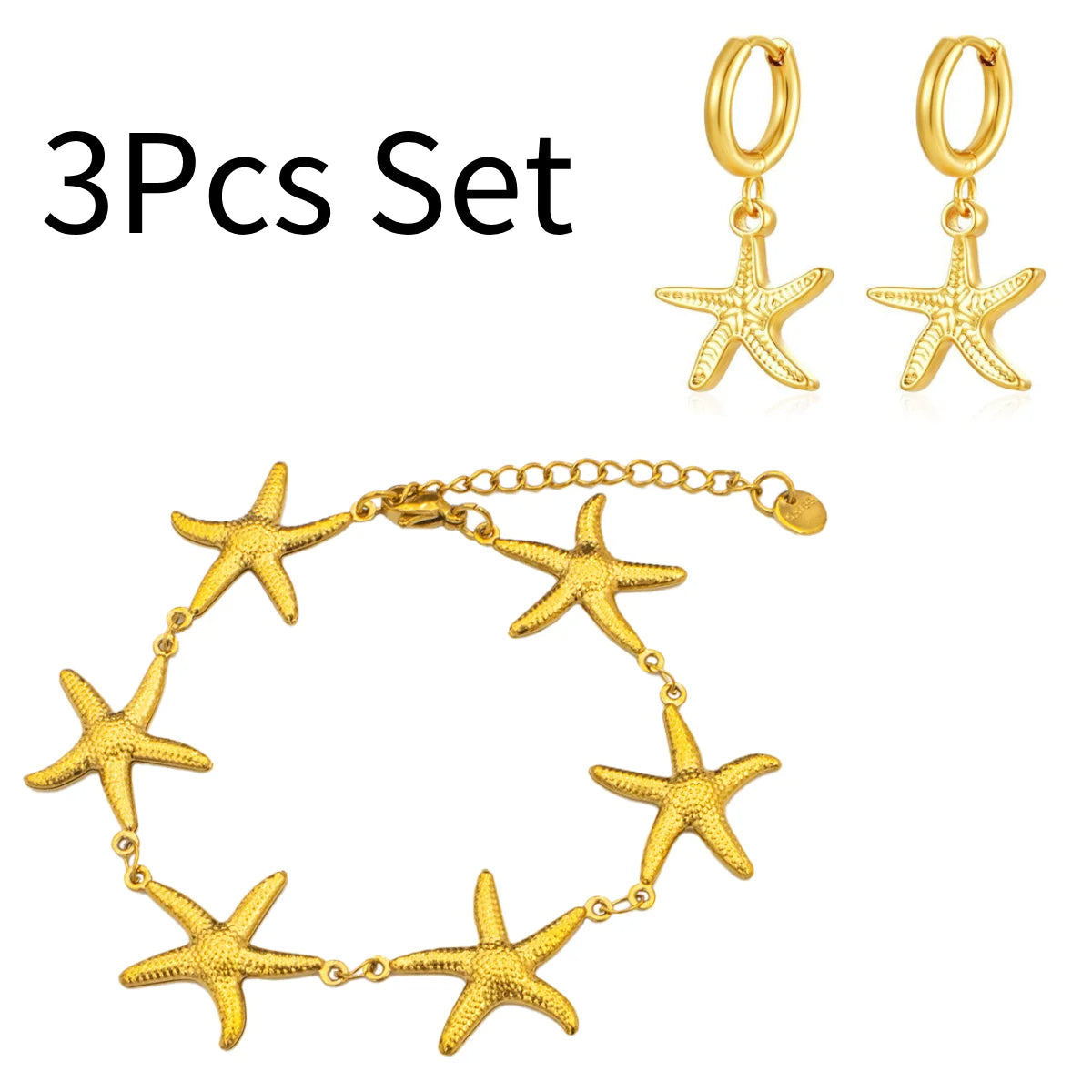 2025 New Gold Color Stainless Steel Starfish Bracelet for Women - Cute Adjustable Jewelry, Hypoallergenic Gift for Girls