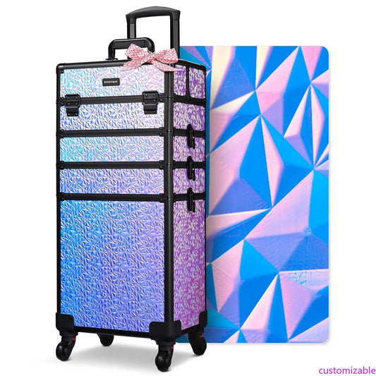 4in1 Rolling Makeup Case on wheels Nail Traveling Organizer box False Eyelash Storage for Nail Technician Beauty Salon