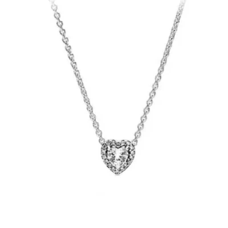Collar de Plata 925 Nuevo: Corazón + Lazo Cuadrado de Árbol de la Vida – Exquisito Regalo de Joyería de Alta Calidad